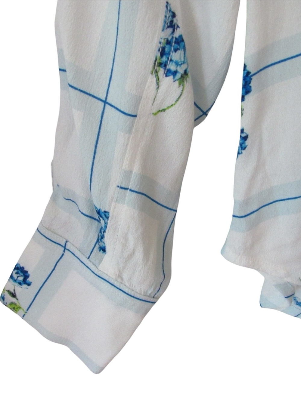 Free People Window To My Heart Button Down Shirt Blouse XS White Blue Floral - Picture 6 of 11